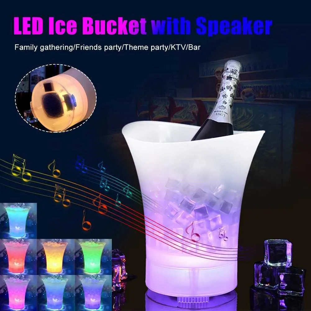 Seau à glaçons lumineux à LED, avec un système Bluetooth