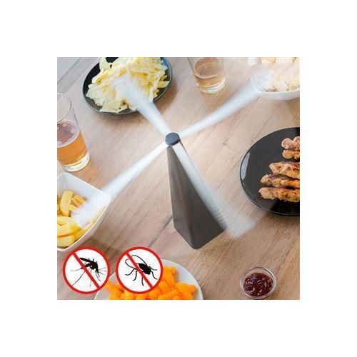 Un répulsif anti-mouche écologique InnovaGoods (ou similaire), un ventilateur de table conçu pour éloigner les insectes volants de la nourriture.
