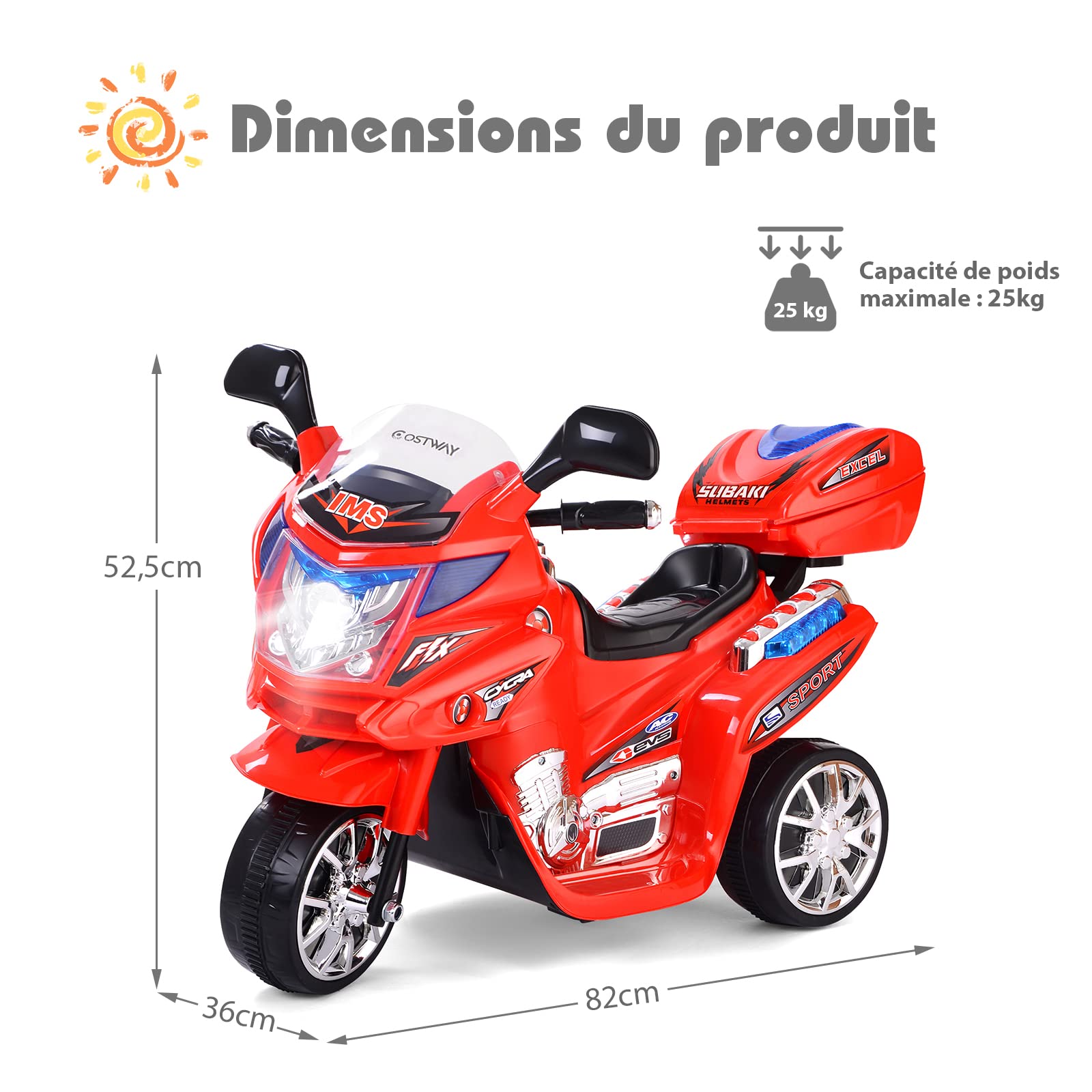 Moto électrique rechargeable pour enfants jusqu'à 5ans
