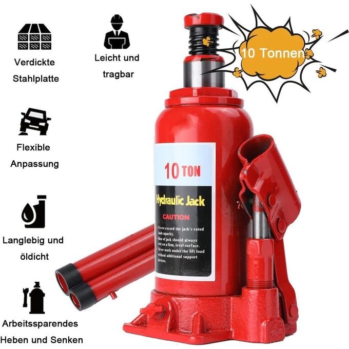 Cric hydraulique bouteille d'une capacité de levage de 10 tonnes.
