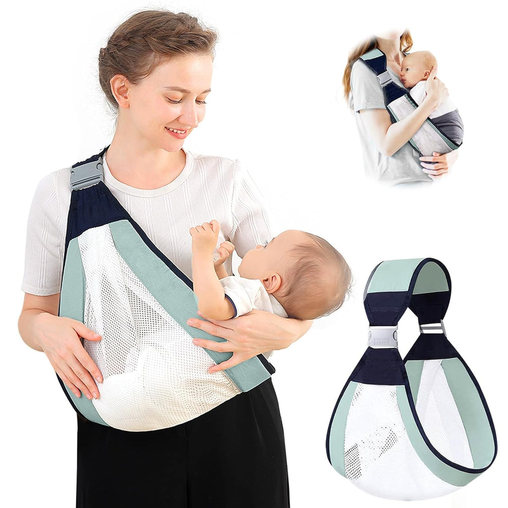 Porte bébé en tissu maille, permettant un portage mains libres