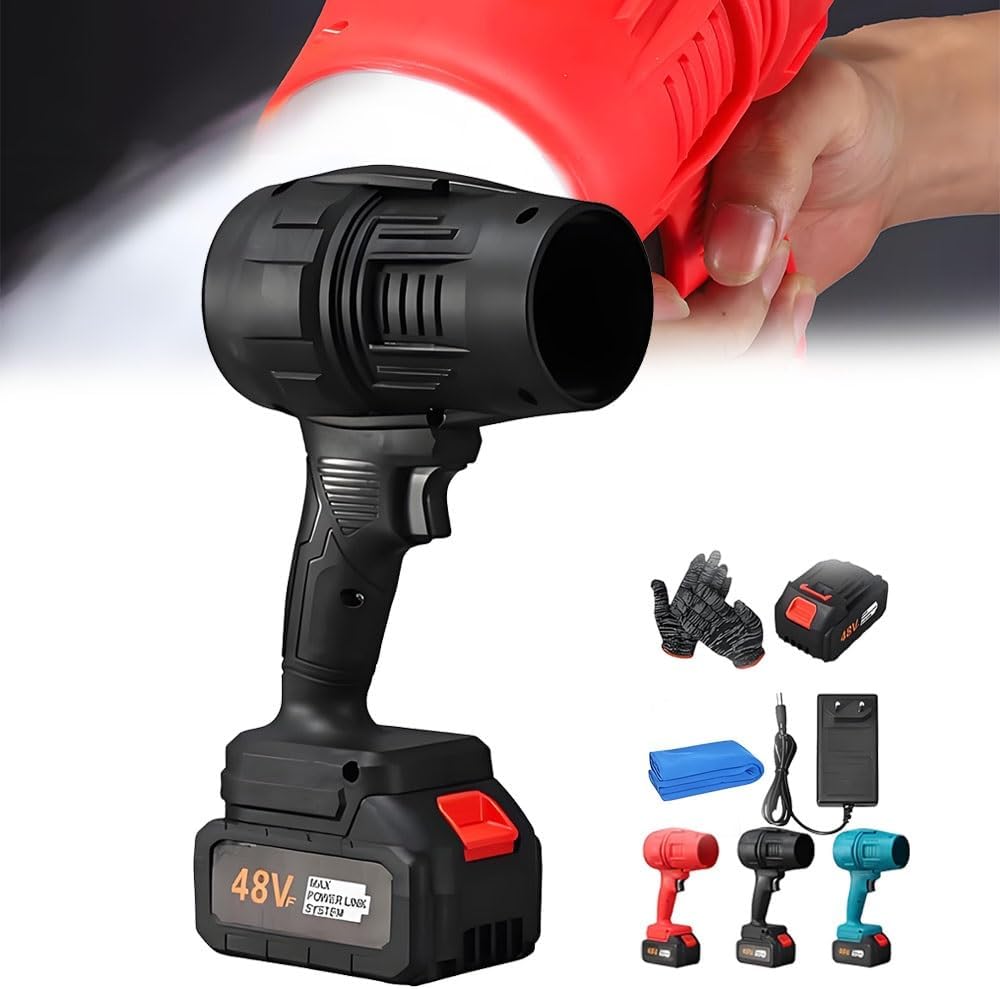 Souffleur d'air portable haute pression Turbodry, rechargeable pour les véhicules et les jardins.