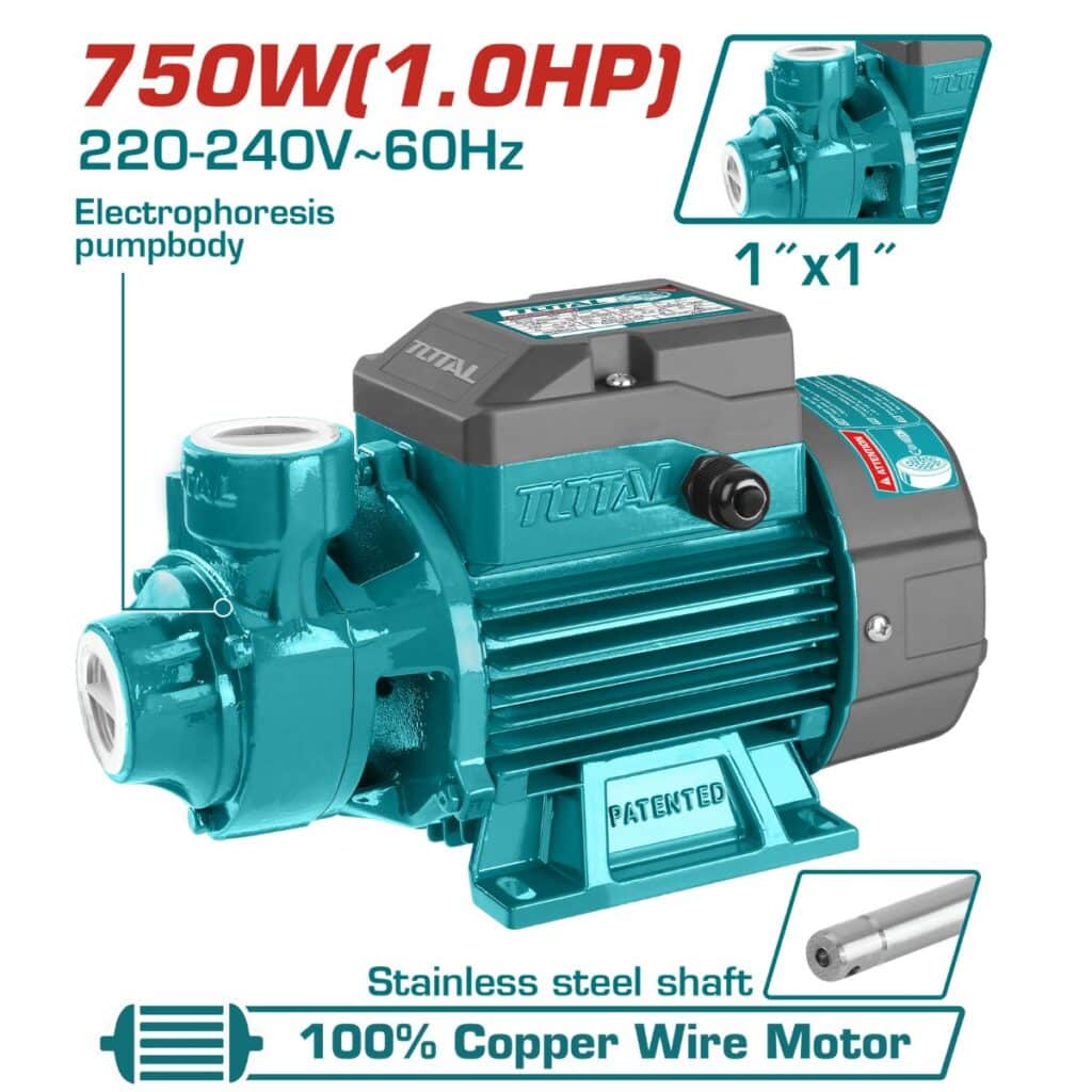 Pompe à eau périphérique 1 CV 750 W 220 V 750 W 52 m - TWP17506-5